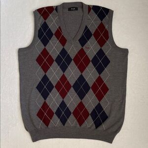 {VTG} Pringle of Scotland | 90s Y2K Wool Argyle V-Neck Sweater Vest (44 - L/XL)
